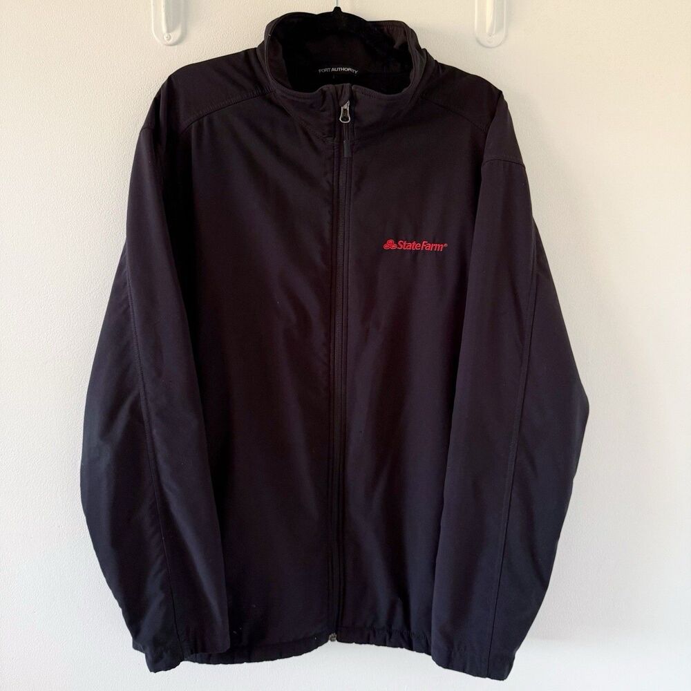 State Farm Black Jacket Embroidered Port Authority Sz 2XL XXL Pockets Soft Shell - Picture 2 of 16